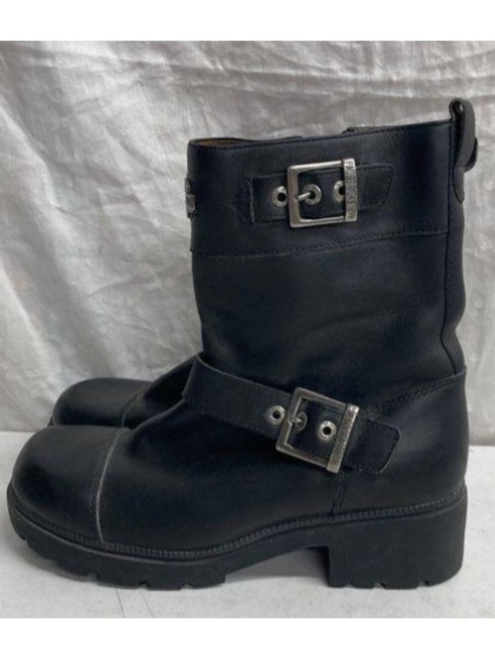 Harley-Davidson Women's  Black Leather Riding Boots W/ Buckles & Zipper Size 8